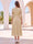 A-Line/Princess 3/4 Sleeves Round Neck Tea-Length Cocktail Dresses With Embroidery & Ruffles
