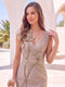 Sheath/Column V-Neck Sleeveless Knee-Length Cocktail Dresses With 3D Floral