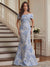 Trumpet/Mermaid Off-the-Shoulder Short Sleeves Floor-Length Mother of the Bride Dresses with Flower