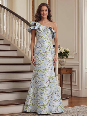 Trumpet/Mermaid One-Shoulder Sleeveless Floor-Length Mother of the Bride Dresses with Ruffles