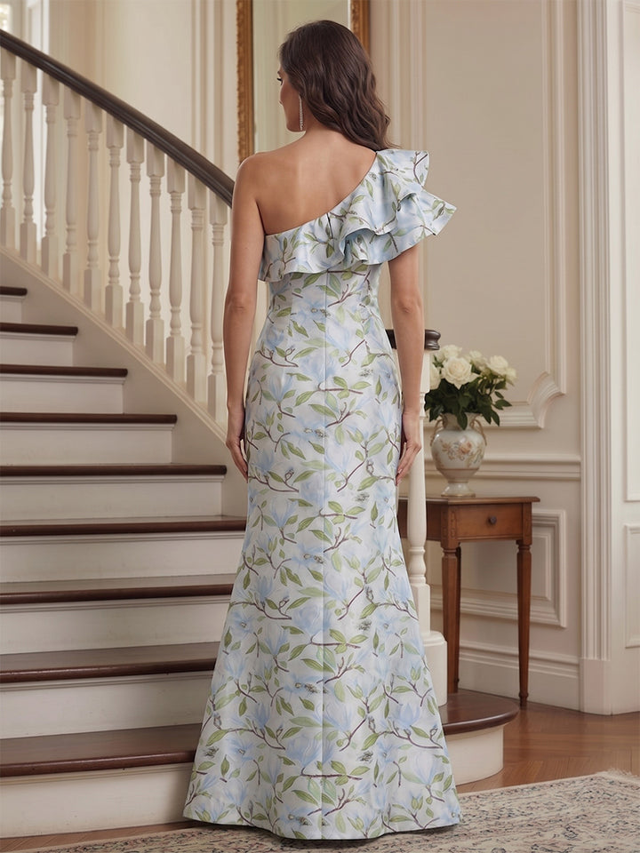 Trumpet/Mermaid One-Shoulder Sleeveless Floor-Length Mother of the Bride Dresses with Ruffles