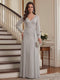A-Line/Princess V-Neck Long Sleeves Floor-Length Mother of the Bride Dresses with Lace & Applique