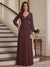 A-Line/Princess V-Neck Long Sleeves Floor-Length Mother of the Bride Dresses with Lace & Applique