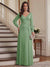 A-Line/Princess V-Neck Long Sleeves Floor-Length Mother of the Bride Dresses with Lace & Applique