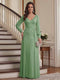 A-Line/Princess V-Neck Long Sleeves Floor-Length Mother of the Bride Dresses with Lace & Applique