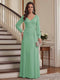 A-Line/Princess V-Neck Long Sleeves Floor-Length Mother of the Bride Dresses with Lace & Applique