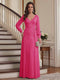 A-Line/Princess V-Neck Long Sleeves Floor-Length Mother of the Bride Dresses with Lace & Applique
