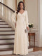 A-Line/Princess V-Neck Long Sleeves Floor-Length Mother of the Bride Dresses with Lace & Applique