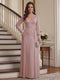 A-Line/Princess V-Neck Long Sleeves Floor-Length Mother of the Bride Dresses with Lace & Applique