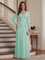 A-Line/Princess V-Neck Long Sleeves Floor-Length Mother of the Bride Dresses with Lace & Applique