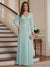 A-Line/Princess V-Neck Long Sleeves Floor-Length Mother of the Bride Dresses with Lace & Applique