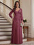 A-Line/Princess V-Neck Long Sleeves Floor-Length Mother of the Bride Dresses with Lace & Applique