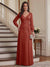 A-Line/Princess V-Neck Long Sleeves Floor-Length Mother of the Bride Dresses with Lace & Applique