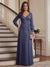 A-Line/Princess V-Neck Long Sleeves Floor-Length Mother of the Bride Dresses with Lace & Applique