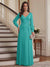 A-Line/Princess V-Neck Long Sleeves Floor-Length Mother of the Bride Dresses with Lace & Applique