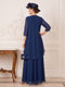 A-Line/Princess Illusion Neck 3/4 Sleeves Asymmetrical Mother of the Bride Dresses with Ruffles & Jacket