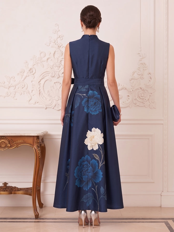 A-Line/Princess Collar Sleeveless Ankle-Length Mother of the Bride Dresses with Bowknot