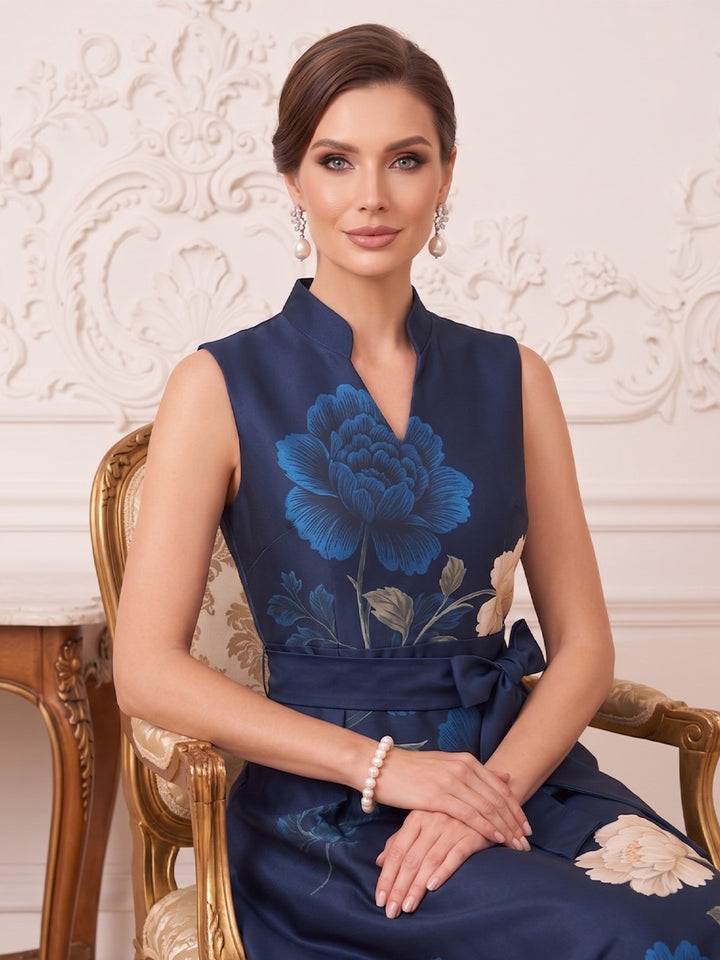 A-Line/Princess Collar Sleeveless Ankle-Length Mother of the Bride Dresses with Bowknot