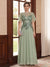 A-Line/Princess Illusion Neck Short Sleeves Floor-Length Mother of the Bride Dresses with Embroidery & Ruffles