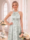 A-Line/Princess Halter Sleeveless Floor-Length Bridesmaid Dresses with Ruched