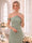 Sheath/Column One-Shoulder Sleeveless Floor-Length Bridesmaid Dresses with Ruched & Ruffles