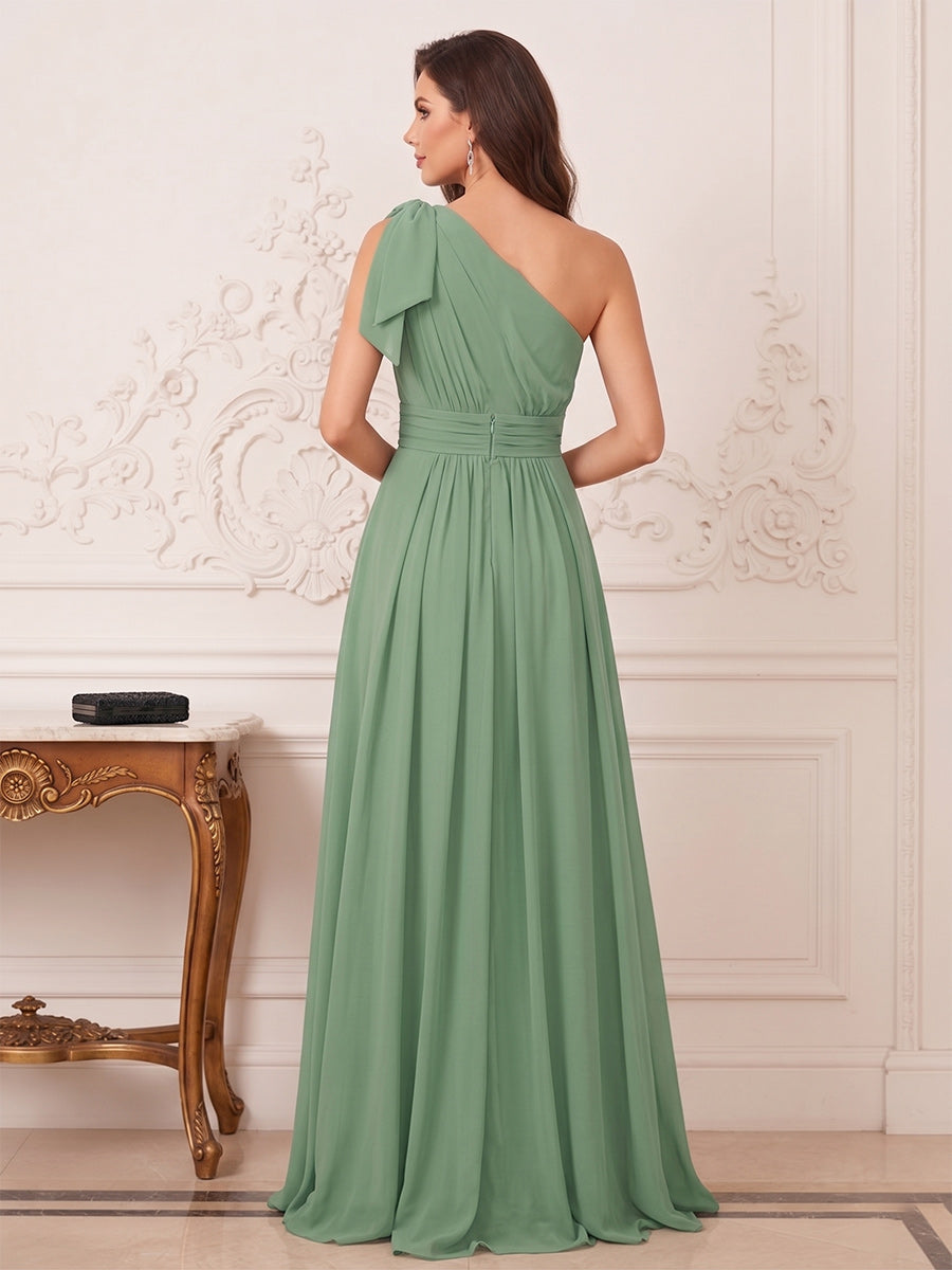 Jumpsuit 2 Pieces One-Shoulder Sleeveless Floor-Length Mother of the Bride Dresses with Bowknot