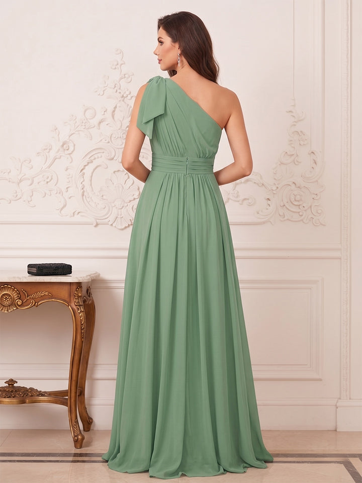 Jumpsuit 2 Pieces One-Shoulder Sleeveless Floor-Length Mother of the Bride Dresses with Bowknot