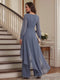 Jumpsuit 2 Pieces Scoop Long Sleeves Floor-Length Mother of the Bride Dresses with Ruffles