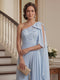 Jumpsuit 2 Pieces One-Shoulder Sleeveless Floor-Length Mother of the Bride Dresses with Bowknot & 3D Floral