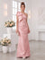 Trumpet/Mermaid One-Shoulder Sleeveless Floor-Length Bridesmaid Dresses with Bowknot