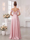 A-Line/Princess Spaghetti Straps Short Sleeves Floor-Length Bridesmaid Dresses with Ruched