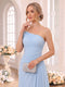 Trumpet/Mermaid One-Shoulder Sleeveless Floor-Length Bridesmaid Dresses with Pleats