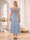 A-Line/Princess Square Neck Short Sleeves Tea-Length Bridesmaid Dresses with Split Side & Ruffles