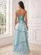 A-Line/Princess Strapless Sleeveless Floor-Length Evening Dresses with Ruffles & Appliques