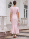 Sheath/Column Scoop Short Sleeves Asymmetrical Cocktail Dresses With Ruffles
