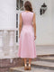 A-Line/Princess Scoop Sleeveless Tea-Length Cocktail Dresses With 3D Floral & Pocket