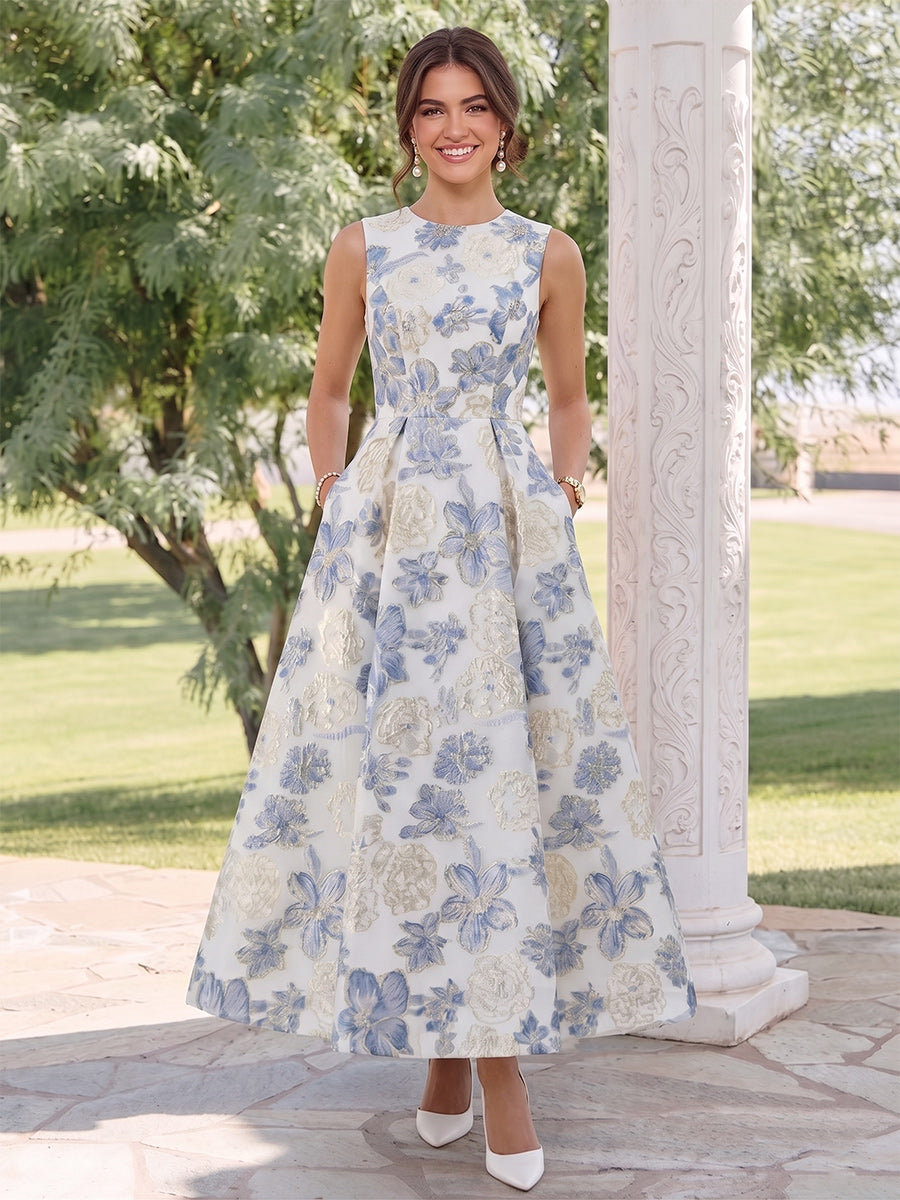 Lavetir A-Line/Princess Scoop Sleeveless Ankle-Length Wedding Guest Dresses with Ruched 2026