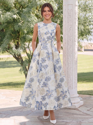 A-Line/Princess Scoop Sleeveless Ankle-Length Wedding Guest Dresses with Ruched
