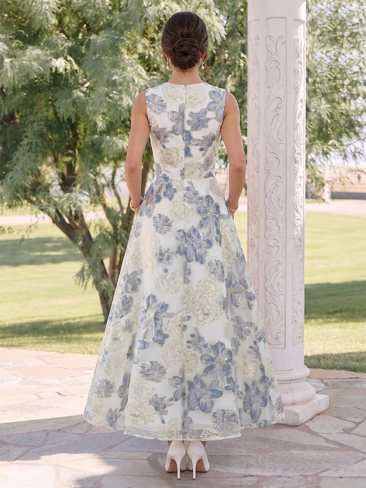A-Line/Princess Scoop Sleeveless Ankle-Length Wedding Guest Dresses with Ruched