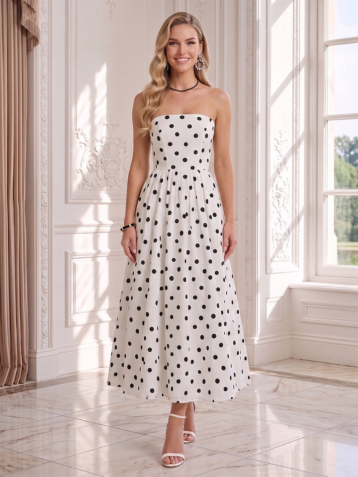 A-Line/Princess Strapless Sleeveless Ankle-Length Wedding Guest Dresses with Ruched