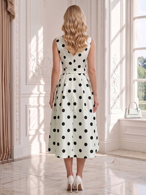 A-Line/Princess V Neck Sleeveless Tea-Length Wedding Guest Dresses with Ruched & Bowknot