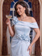A-Line/Princess Off-The-Shoulder Sleeveless Floor-Length Plus Size Evening Dresses with 3D Floral & Pleated