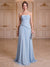 A-Line/Princess Strapless Sleeveless Floor-Length Evening Dresses with Ruched