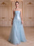 A-Line/Princess Strapless Sleeveless Floor-Length Evening Dresses with Applique & Beading