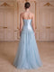 A-Line/Princess Strapless Sleeveless Floor-Length Evening Dresses with Applique & Beading