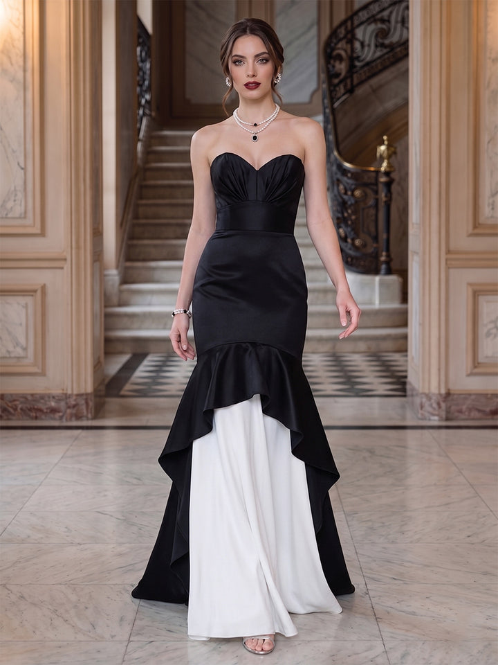 Trumpet/Mermaid Strapless Sleeveless Floor-Length Evening Dresses with Ruffles