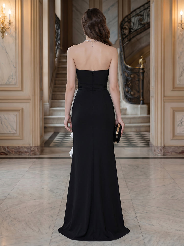 Trumpet/Mermaid Strapless Sleeveless Floor-Length Evening Dresses with Ruffles &amp; Split Side