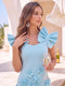 A-Line/Princess Square Neck Sleeveless Ankle-Length Cocktail Dresses With 3D Floral & Ruffles