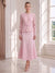 Trumpet/Mermaid 2 Pieces Scoop Long Sleeves Tea-Length Wedding Guest Dresses with Belt & Lace