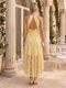 A-Line/Princess Halter Sleeveless Asymmetrical Wedding Guest Dresses with Lace & Keyhole